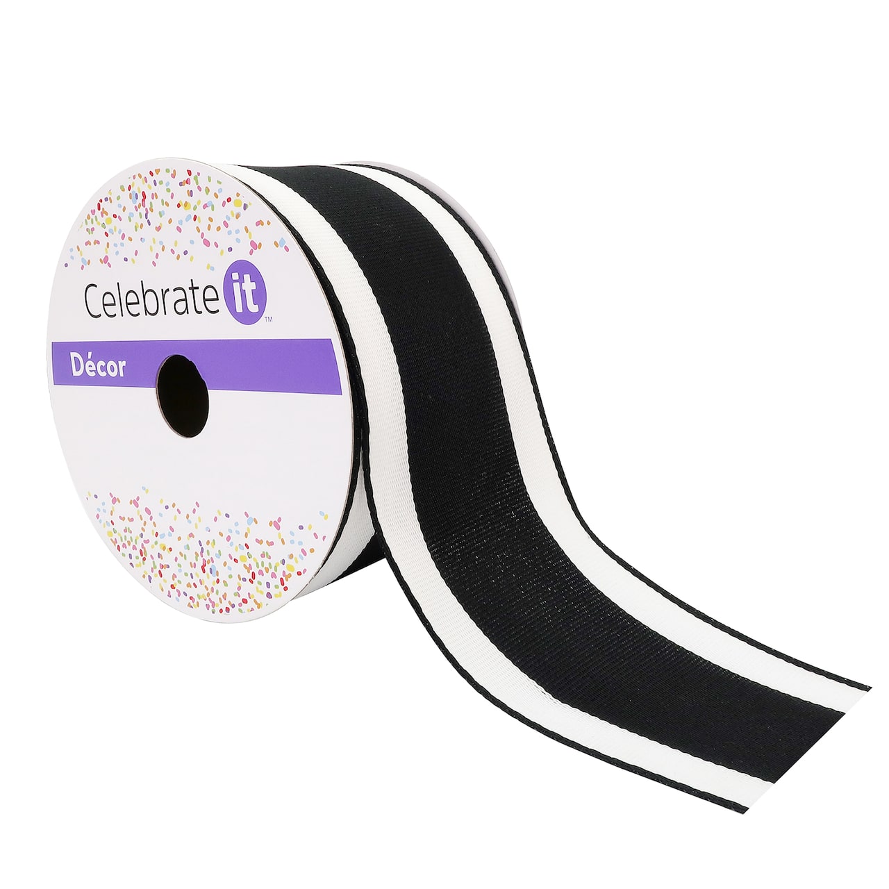 12 Pack: 2.5" x 25ft. Taffeta Wired Center Stripe Ribbon by Celebrate It™